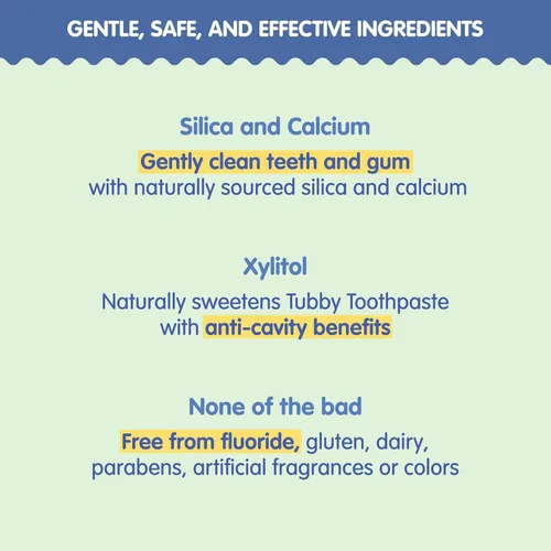 Vista 3 de TUBBY TODD Pasta de dientes sin flúor para niños, hecha con xilitol, pasta de dientes segura para bebés, niños pequeños, bebés y niños, 4 onzas