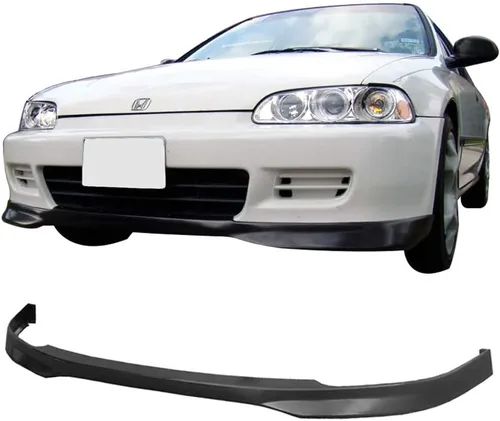 Vista 16 de FREEMOTOR802 Mugen Style Front Lip Compatible con Honda Civic Coupe Hatch 1992-1995 Alerón negro sin pintar, PP, parachoques delantero, divisor