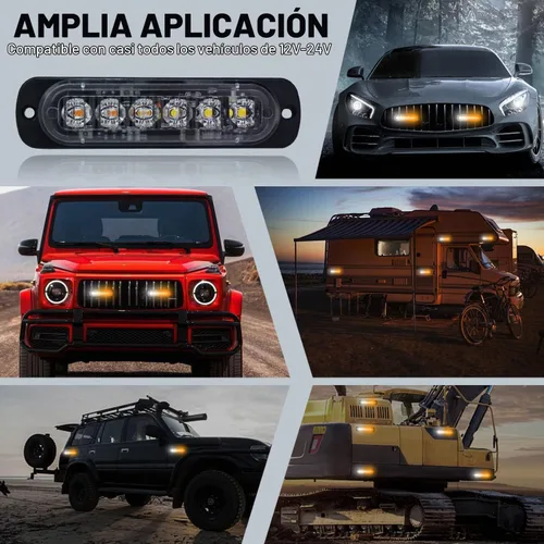 Vista 6 de DIBMS Luces LED de emergencia estroboscópicas, 8X ámbar blanco 6 LED de advertencia intermitente de emergencia luz de precaución construcción luz
