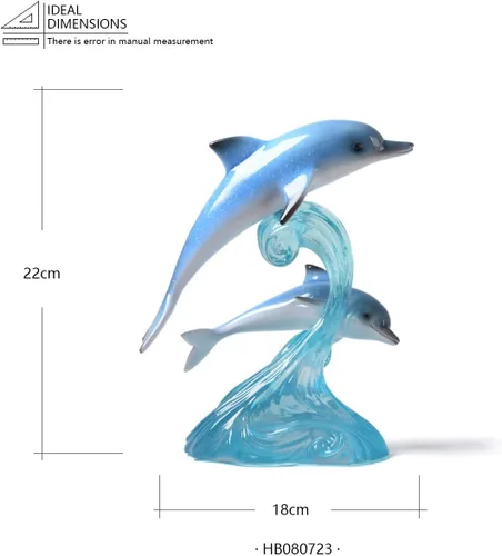 Vista 5 de HAUCOZE Figura decorativa de delfín, estatua de océano, escultura de arte moderno, regalo para el hogar, estantería, sala de estar, oficina