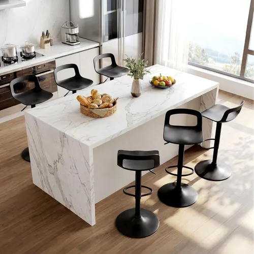 Vista 8 de LSSPAID Juego de 4 taburetes de bar giratorios de 360° de altura ajustable con respaldo y reposapiés, sillas de bar modernas de altura de mostrador