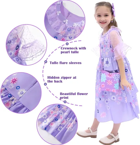 Vista 4 de Encanto Costume Dress For Girls Kids Princess Dress Up Clothes For Halloween Cosplay Birthdays As Girls Outfits Gifts