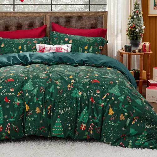 Vista 14 de Bedsure Juego de funda de edredón de Navidad tamaño individual, juego de ropa de cama festivo para niños con un diseño reversible a cuadros