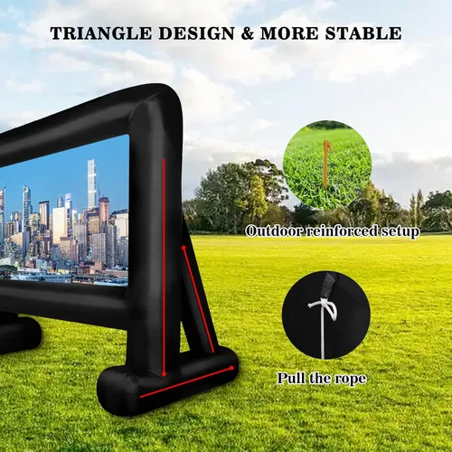 Vista 3 de Proyector inflable de 14 pies para exterior, pantalla de proyector inflable Proyección frontal/trasera para patio trasero, noche de cine al aire