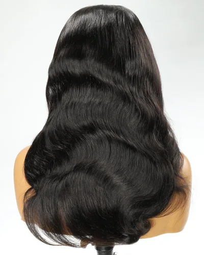 Vista 33 de BEEOS - Peluca frontal encaje HD 13x6 ondas corporales densidad 180% cabello humano nudos decolorados 18 pulgadas