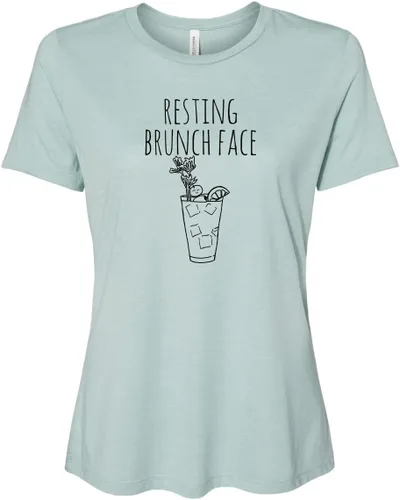 Vista 8 de Cute Women's Screen Printed Crew Neck Tee, Shirts With Sayings, Dusty Blue or Olive