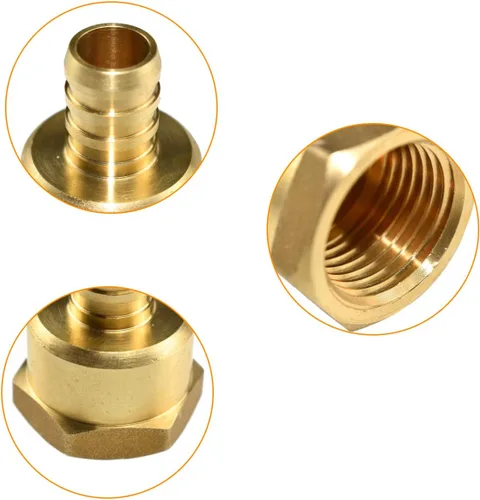 Vista 3 de SDTC Tech 1/2 pulgada PEX a 1/2 pulgada NPT hembra rosca tubería de montaje Adaptador de acoplamiento recto de tubo de crimpado de púas de latón