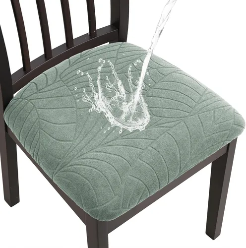 Vista 9 de Fuloon Fundas de asiento para sillas de comedor 4 piezas, funda de cojín de asiento de cuero sintético sólido impermeable y resistente al aceite