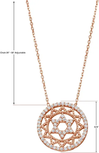 Vista 6 de Alef Bet by Paula Jewish Star of David Necklace for Women and Girls with Sparkling Clear Cz Cubic Zirconia Stones on Adjustable Chain Length