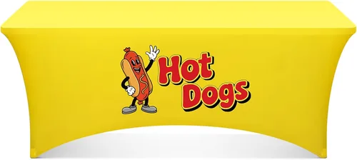 Vista 12 de Oudain Mantel elástico de 6 pies para perros calientes de elastano, mantel rectangular para perros calientes, decoración de fiesta para salchichas