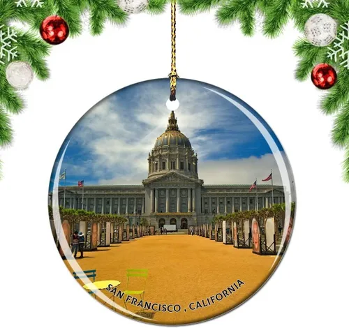 Vista 12 de California San Francisco 16 Avenue Tiled Steps USA Christmas Tree Ornamento Decoración Colgante Colgante Decoración Ciudad Viaje Souvenir Colección