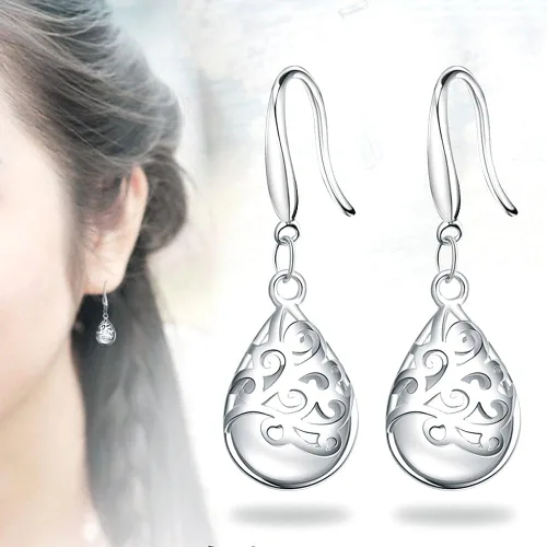 Vista 2 de Pendientes colgantes de plata de ley 925 con filigrana "Wishing Tree" para mujer