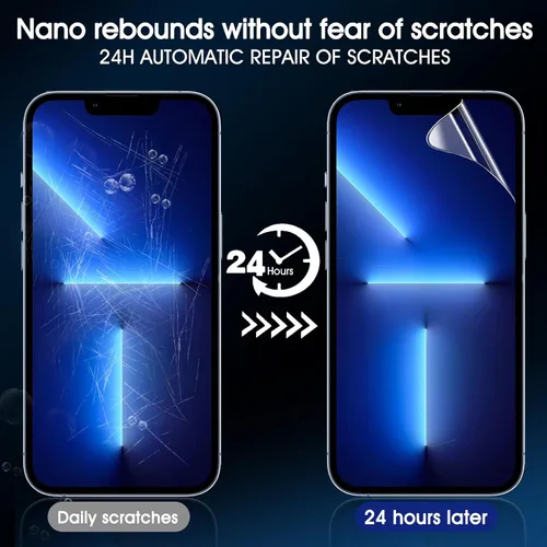 Vista 7 de Paquete de 3 protectores de pantalla de película de hidrogel para iPhone 13/iPhone 13 Pro, protector de pantalla de TPU suave HD para iPhone 13/13