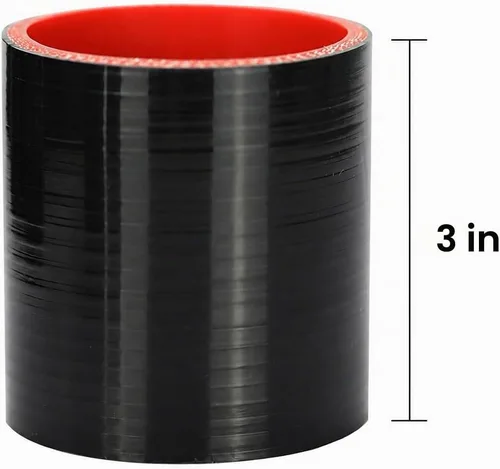 Vista 2 de Ucreative - Acoplador de manguera de silicona recta ID: 2.5" (63mm) de alta temperatura de 4 capas con abrazadera de perno en T