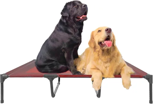 Vista 10 de suddus Cama elevada para perros medianos, cuna refrescante de doble soporte con malla Teslin, cama portátil impermeable para mascotas