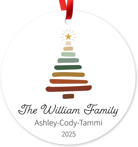 Vista 12 de Adorno de Navidad de familia de 3 2025, adorno personalizado para la primera Navidad del bebé, recuerdo de adorno familiar con tema de oso, 3.5 Co-03