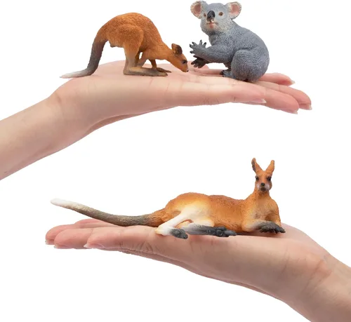 Vista 4 de Toymany 7 figuras de animales australianos de vida silvestre que incluyen figura de koala y canguro, juego de figuras de animales de bosque
