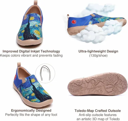 Vista 7 de UIN Zapatos deportivos ligeros para mujer para caminar informales con diseño de arte pintados divertidos para viajes vacaciones sonrientes