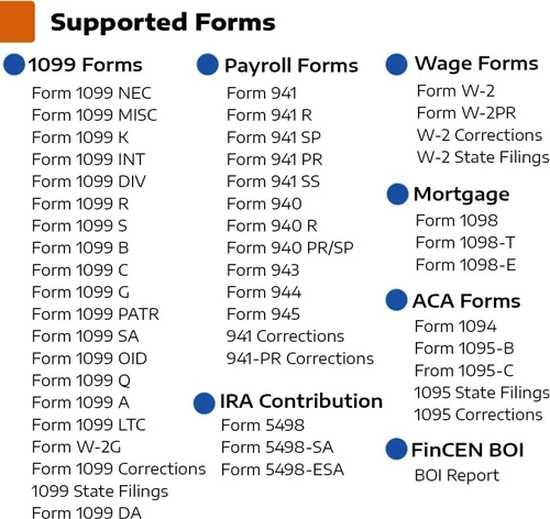 Vista 2 de (2025) TFA Software for Tax Form Filing, Print, Mail, and efile W2 and 1099 Forms for Windows and Mac