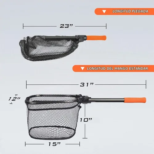 Vista 6 de KastKing Red de pesca Brutus, red de aterrizaje de peces plegable y extensible, red de pesca ligera y portátil con mango de espuma EVA suave