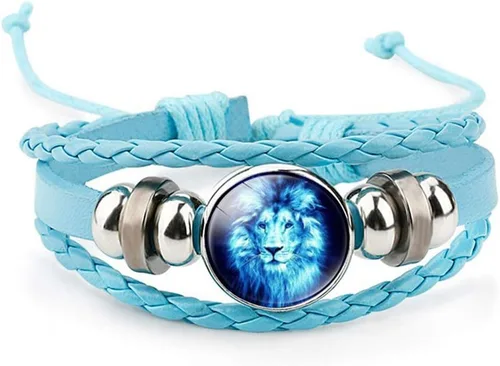 Vista 7 de Pulsera ajustable de cuero trenzado de león, pulseras de abalorios, gran regalo para mujer