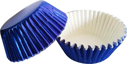 Vista 14 de Forros para cupcakes de papel de aluminio negro, 100 tazas de papel metálico para hornear para fiestas de cumpleaños, bodas o baby showers