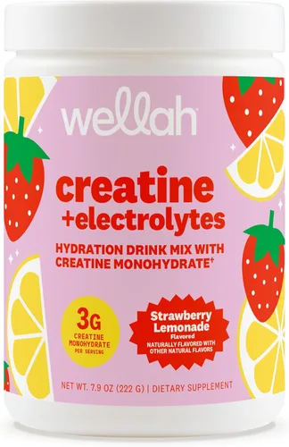 Vista 9 de Wellah Creatina + electrolitos en polvo (Blue Hawaii) 30 porciones - Mezcla de bebida de hidratación con 0.11 onzas de monohidrato de creatina
