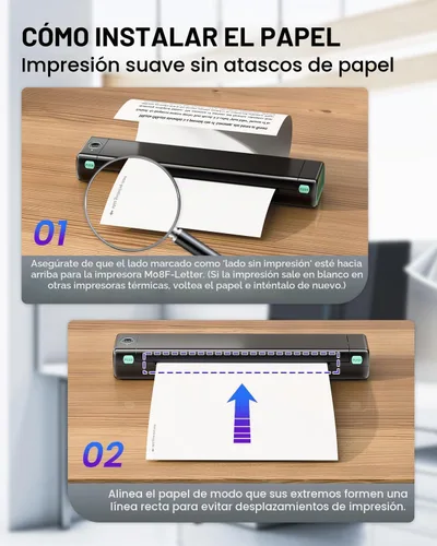 Vista 8 de Phomemo - Papel de impresora térmica de 8.5 x 11 pulgadas para M08F M832D M832 M834, 100 unidades Inkless Printer Paper for Thermal Printing