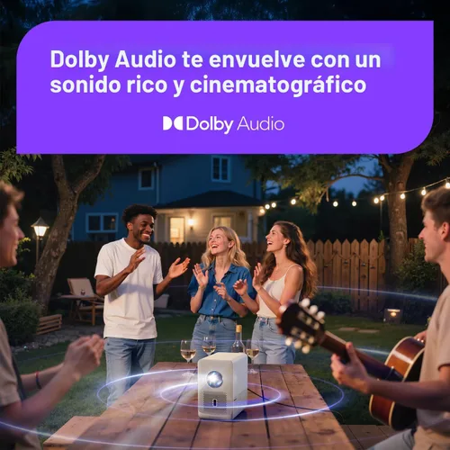 Vista 8 de Aurzen Roku TV D1R Cube - Proyector inteligente para exteriores con WiFi