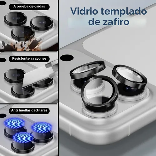 Vista 5 de Protector de lente de cámara para iPhone 17 Pro Max, vidrio templado 9H con marco de aleación de aluminio, compatible con iPhone 17 Pro/16 Pro