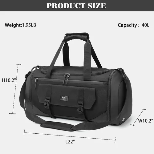 Vista 2 de BSHG Bolsa de deporte para hombres y mujeres con compartimento para zapatos y bolsillo húmedo, bolsa de lona deportiva, bolsas de entrenamiento