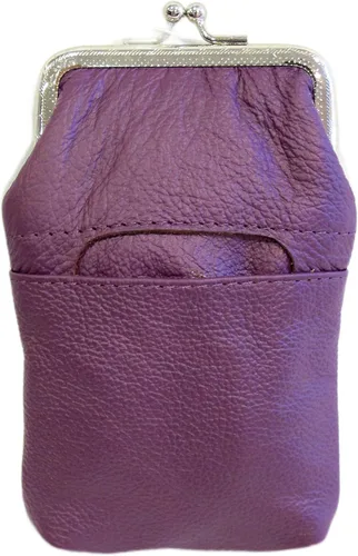 Vista 9 de Las mujeres 100% puro cuero cigarrillo caso encendedor partido bolsillo cremallera moneda bolsa -4 color (negro)