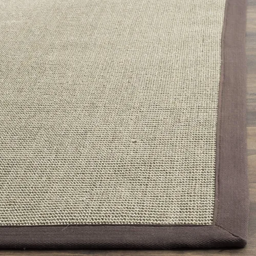 Vista 24 de Alfombra de sisal Safavieh, de color maíz y negro, tejida a mano, de la colección de fibras naturales; 5 x 8 pulgadas, NF441A, Tela, Gris / Gris