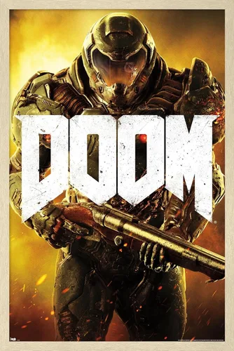 Vista 12 de Doom - Póster de pared marino, 22.4 pulgadas de largo x 14.7 pulgadas, versión enmarcada en madera de granero