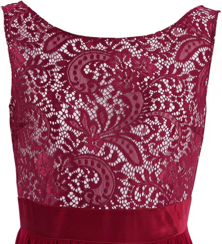 Vista 5 de iiniim Vestido de noche largo formal de gasa con espalda en V para dama de honor