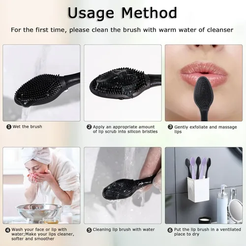 Vista 6 de Cepillo exfoliante de labios de silicona de doble cara, herramienta exfoliante de labios de silicona suave, removedor de puntos negros
