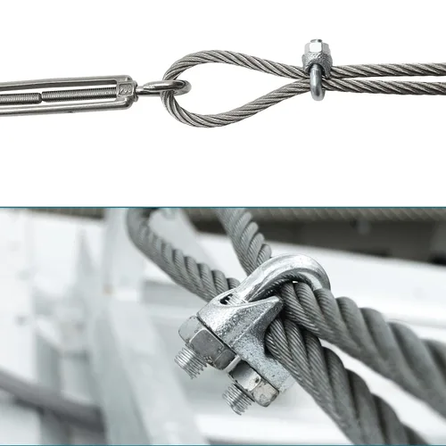 Vista 5 de Abrazadera de cable de cuerda de alambre, 20 unidades de 1/8 pulgadas M3, abrazaderas de cable bañadas en zinc