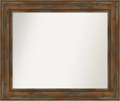 Vista 140 de Amanti Art Espejo de baño marrón para sobre fregadero, 26 x 26 pulgadas, espejo de tocador cuadrado marrón rústico Alexandria, marco de madera
