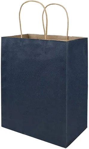 Vista 4 de bagmad Marrón y color cada 100 bolsas de papel medianas lisas de 8 x 4.75 x 10 pulgadas con asas a granel