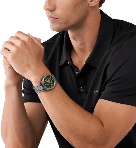 Vista 5 de Michael Kors Lennox Cronógrafo Gris Gunmetal Reloj de acero inoxidable para hombre (Modelo MK9118), Gris metálicoverde, Lennox para hombre
