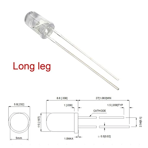 Vista 3 de 50 piezas 12 V 5 mm LED blanco 9 V - 12 V Diodos emisores de luz para grupo de instrumentos