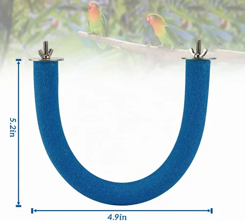 Vista 2 de Rypet Percha para Loros de Superficie Rugosa - Perchas de Arena de Cuarzo para Jaula de Pájaros para Pequeños Periquitos, Cacatúas, Conures Azul