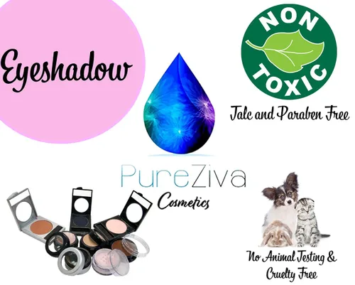 Vista 4 de Pure Ziva Sombra de ojos vegana con polvo metálico metálico brillante de cobre, color rosa oscuro, morado y rojo envejecido; libre de talco