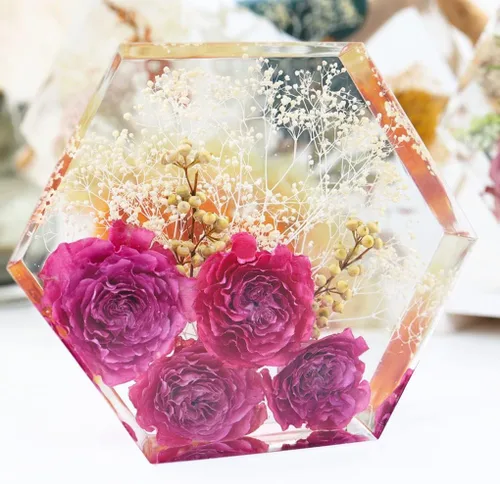 Vista 7 de Molde de resina hexagonal, moldes de silicona hexagonal profunda para resina, moldes de resina epoxi geométrica para preservación de flores, boda