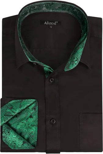 Vista 9 de Alizeal Camisa de vestir de manga larga con botones para hombre