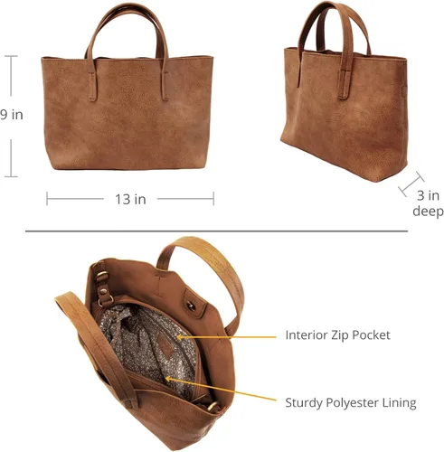 Vista 3 de Joy Susan Kelsey - Mini bolso de mano vegano para mujer, Saddle, talla única