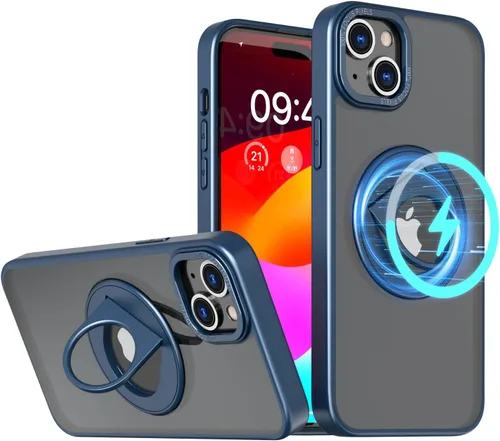 Vista 14 de ZCDAYE Funda para iPhone 13 Pro Max con soporte, iPhone 13 Pro Max, funda magnética para teléfono con soporte giratorio invisible, carga