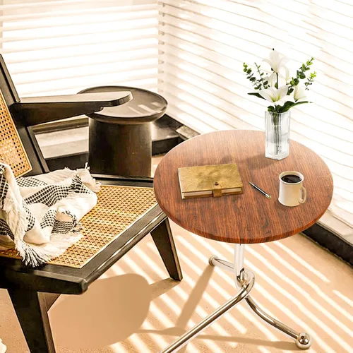 Vista 4 de Mesa auxiliar redonda pequeña 15.75 ″ x19.69 ″ - Mesas auxiliares modernas para espacios pequeños y sala de estar