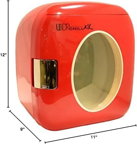 Vista 8 de Minirefrigerador UB-XL1 de Uber Appliance, enfría 12 latas, estilo retro, Rojo