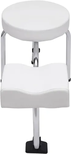 Vista 8 de Silla de pedicura moderna, altura ajustable y longitud de hierro y PVC, para el hogar, spa, salón de belleza (blanco)
